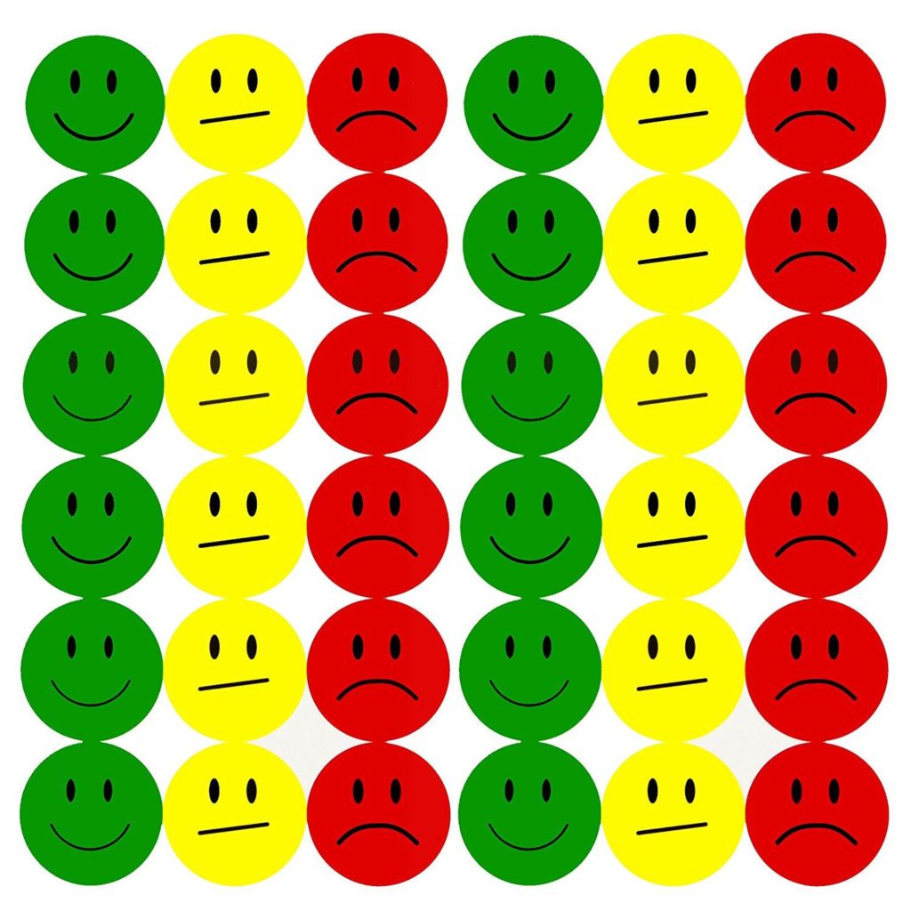 Smileys Bewertung grün gelb rot