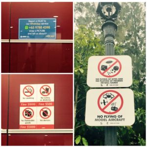 Singapur Schilder Regeln Strafen